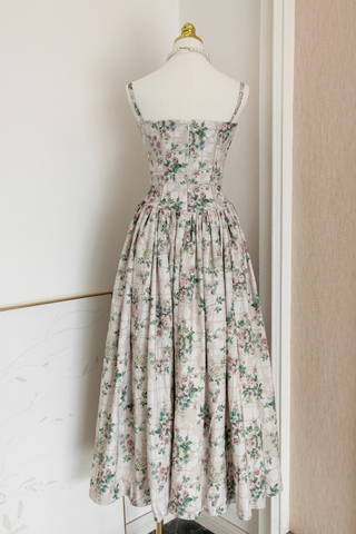 Vintage Garden Inspired Floral Corset Maxi Dress