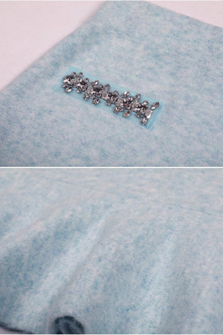 Crystal-Embellished Soft Wool Set – Cropped Jacket and Ruffled Mini Skirt