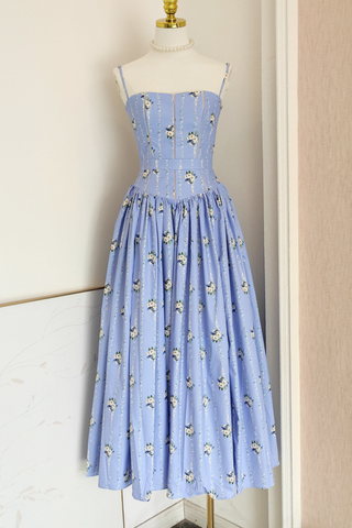 Vintage Garden Inspired Floral Corset Maxi Dress