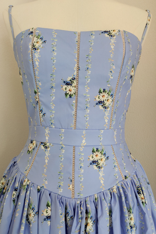 Vintage Garden Inspired Floral Corset Maxi Dress