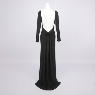 Stretch Jersey Open-Back Draped Long Dress