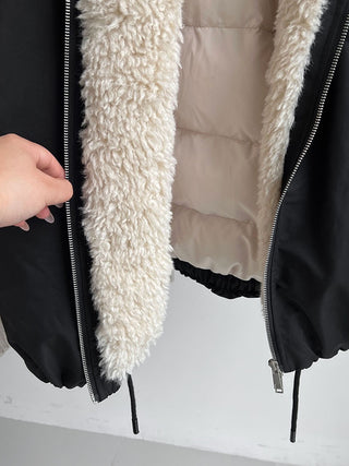 Oversized Faux Shearling Collar Puffer Jacket