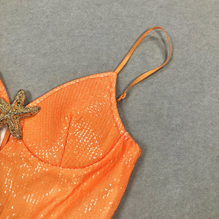Sequin Ombre Starfish Detail Maxi Dress