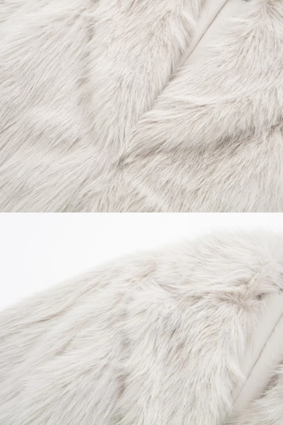 Luxury Faux Fur Long Coat with Wide Lapel Collar