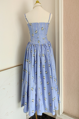 Vintage Garden Inspired Floral Corset Maxi Dress