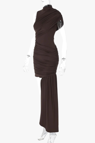Asymmetrical Ruched Evening Mini Dress