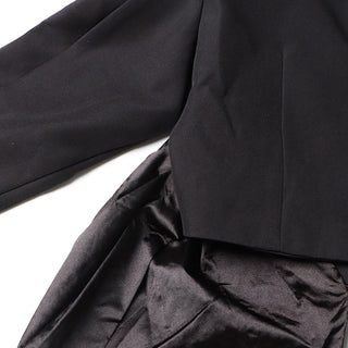 Satin-Waist Wrapped Blazer with 3D Rose Detail Midi Skirt