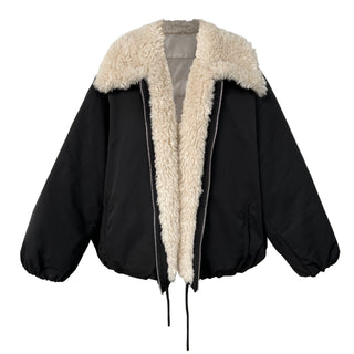 Oversized Faux Shearling Collar Puffer Jacket