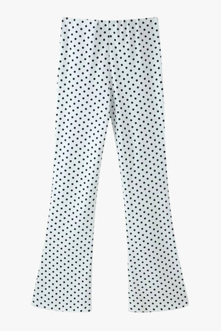 Polka Dot Polyester Halter Neck Sleeveless Top & Flared Pants Set