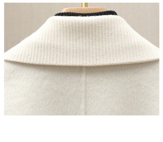 Soft Wool Blend Belted Wrap Long Coat with Wide Collar