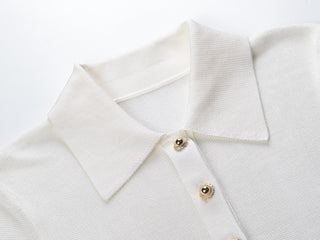 Long Sleeve Ribbed Knit Bodysuit with Collar & Button Front