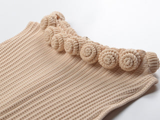 Elegant Ribbed Knit Sleeveless Mini Dress with Floral Trim Neckline