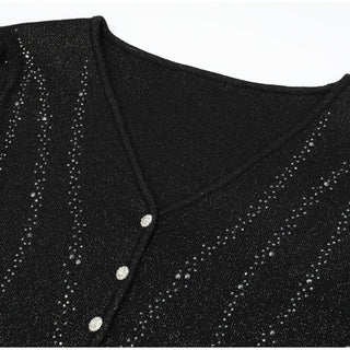 Crystal Embellished Knit Long Sleeve Top & High-Waisted Long Skirt Set