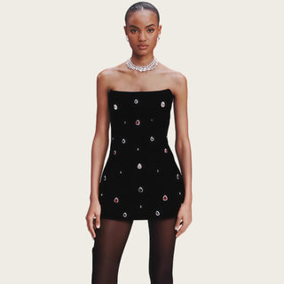 Sleeveless Embellished Jewel Bandage Mini Dress – Structured Fit Design