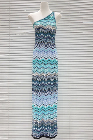 One Shoulder Sleeveless Knit Long Dress – Bodycon Fit, Premium Stretch Fabric