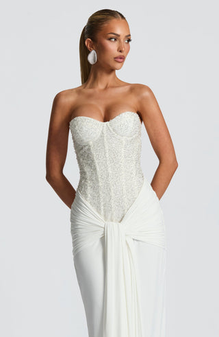 Sequin Corset Strapless Sweetheart Ruched Draped Long Dress