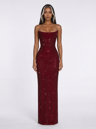 Sparkling Strapless Rhinestone Mermaid Evening Gown