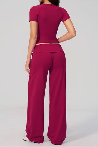 Soft Stretch Activewear Top & Wide Leg Pants Set