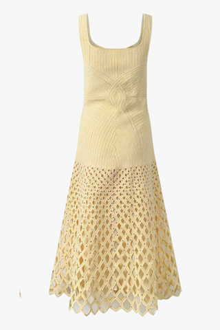 Embellished Sleeveless Open-Knit Midi Dress