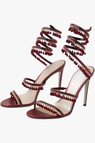 Crystal Wrap-Around High Heel Sandals
