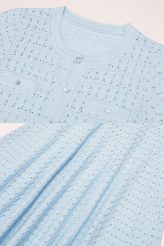 Crystal Embellished Textured Knit Short Sleeve Long Dress