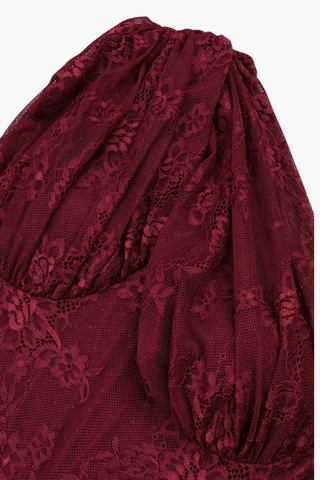 One-Shoulder Lace Long Dress with Sculpted Corset Fit