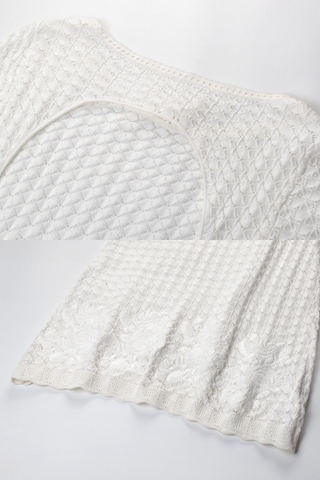 Open Back Knit Mini Dress with Long Flared Sleeves