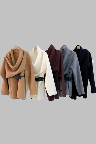 Soft Wool Wrap Coat with Wide Collar