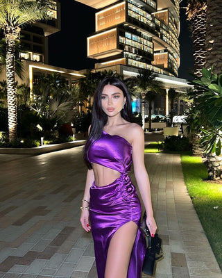 Isabella One Shoulder Satin Long Dress