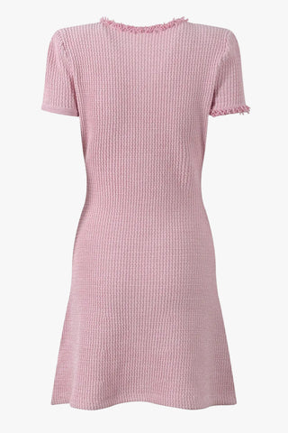 Luxe Textured Knit Short Sleeve Pocket Detail Mini Dress
