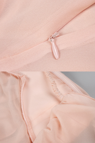 Strapless Ruffle Chiffon Long Dress with Rhinestone Starfish Brooch Backless, Layered Flowing Skirt