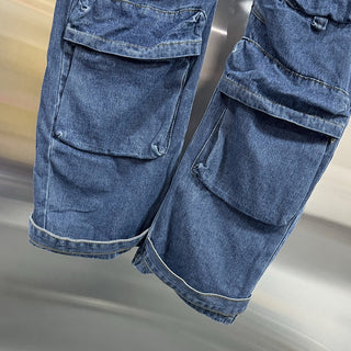 Multi-Pocket Wide Leg Cargo Jeans
