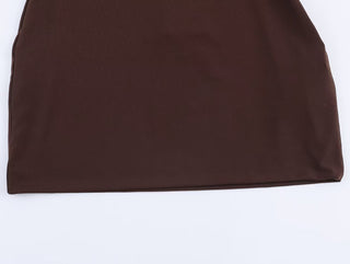 Long Sleeve Tie-Neck Mini Dress in Structured Woven Fabric