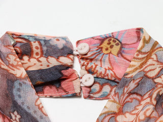Vintage Floral Print Halter Neck Flowy Midi Dress