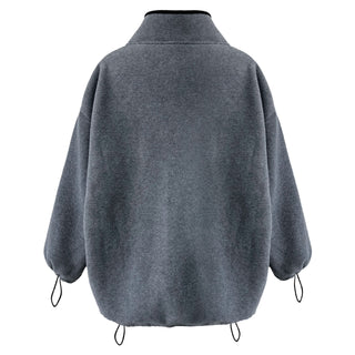 Oversized Zip-Up Fleece Jacket with High Neck & Adjustable Hem