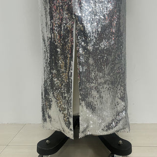 Crystal Strap Sequin Corset Bodycon Long Dress