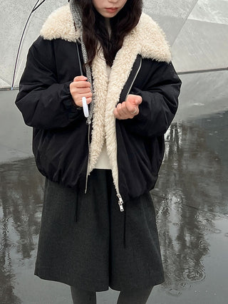 Oversized Faux Shearling Collar Puffer Jacket