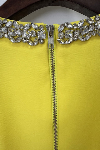Puff Sleeve Cropped Top & High-Waist Long Skirt Set with Jeweled Details