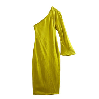 Sylvie One Shoulder Satin Midi Dress