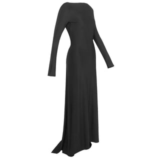 Stretch Jersey Open-Back Draped Long Dress