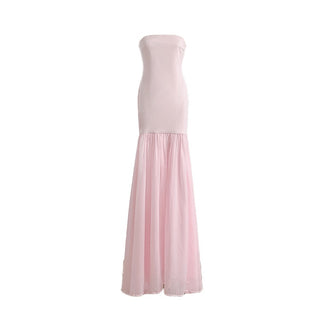 Strapless Chiffon Drop Waist Mermaid Long Dress