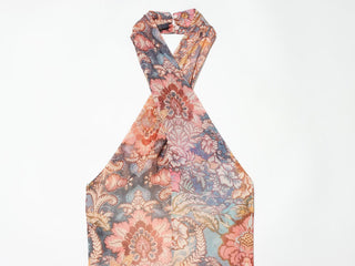 Vintage Floral Print Halter Neck Flowy Midi Dress