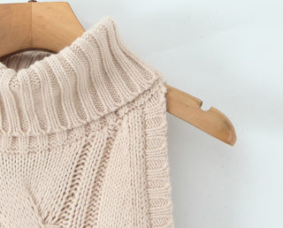Knit Sleeveless Turtleneck Mini Dress with Contrast Hem