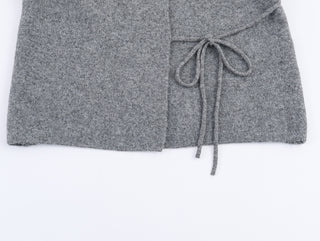 Asymmetric Wrap Wool-Blend Jacket with Wide Sleeves