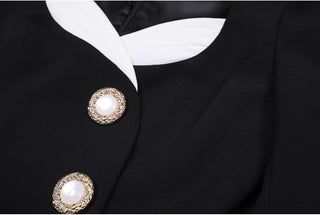 Elegant Long Sleeve Mini Dress with Fitted Silhouette and Button Accents