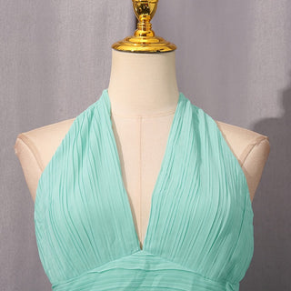 Pleated Halter Chiffon Long Dress