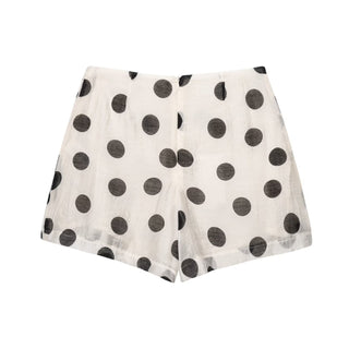 Elegant Polka Dot Halter Top & High-Waisted Shorts Linen Blend Set