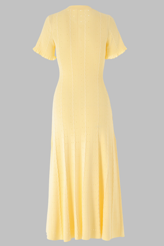 Twisted Knit Midi Dress with Decorative Metal Buttons