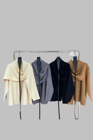 Soft Wool Wrap Coat with Wide Collar
