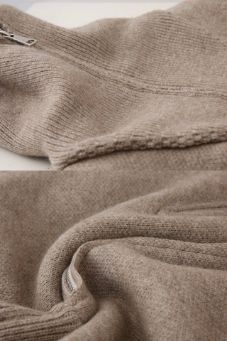 Cozy High-Neck Zip Knit Set – Soft Two-Piece Loungewear with Relaxed Wide-Leg Pants